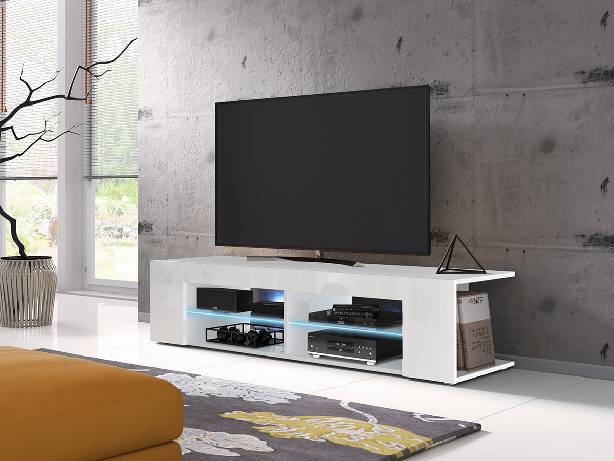 Mueble TV Ver I (Blanco + Blanco brillante)