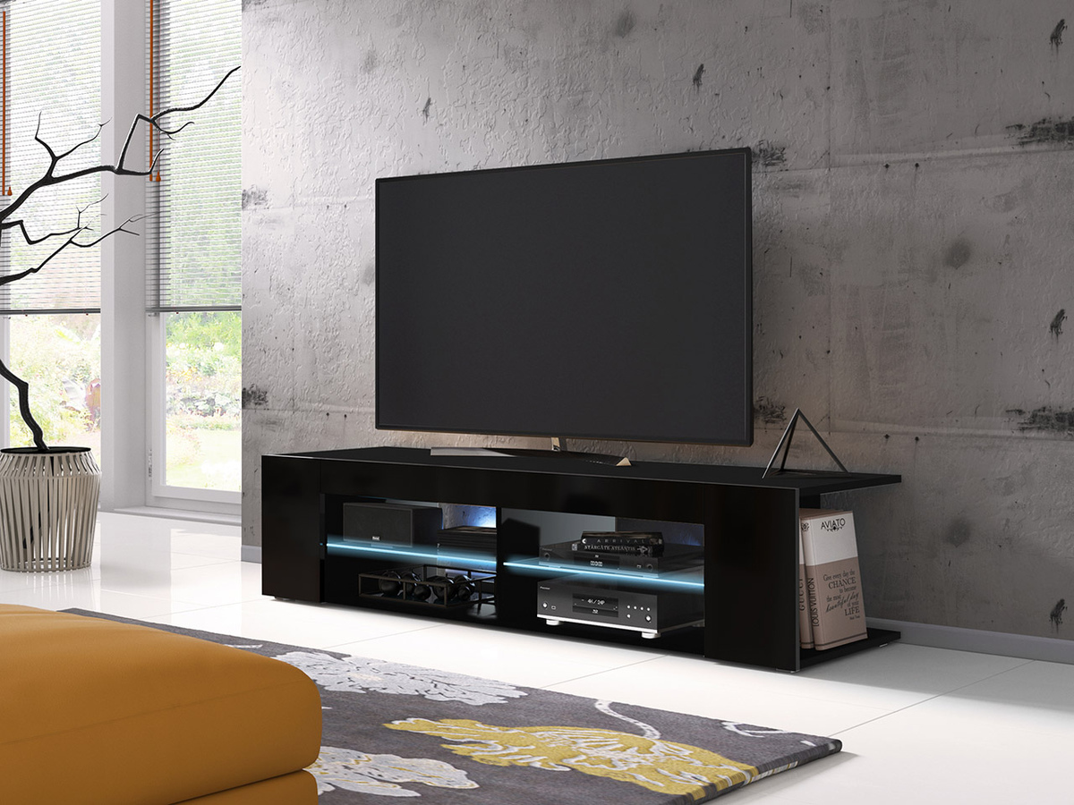 Mueble TV Ver I (Negro + Negro brillante)