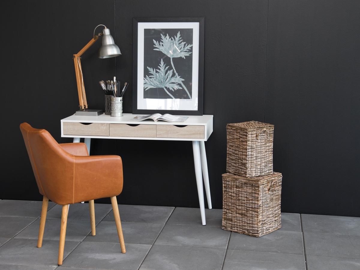 Mesa de oficina Norsica 113 (Blanco + Roble)