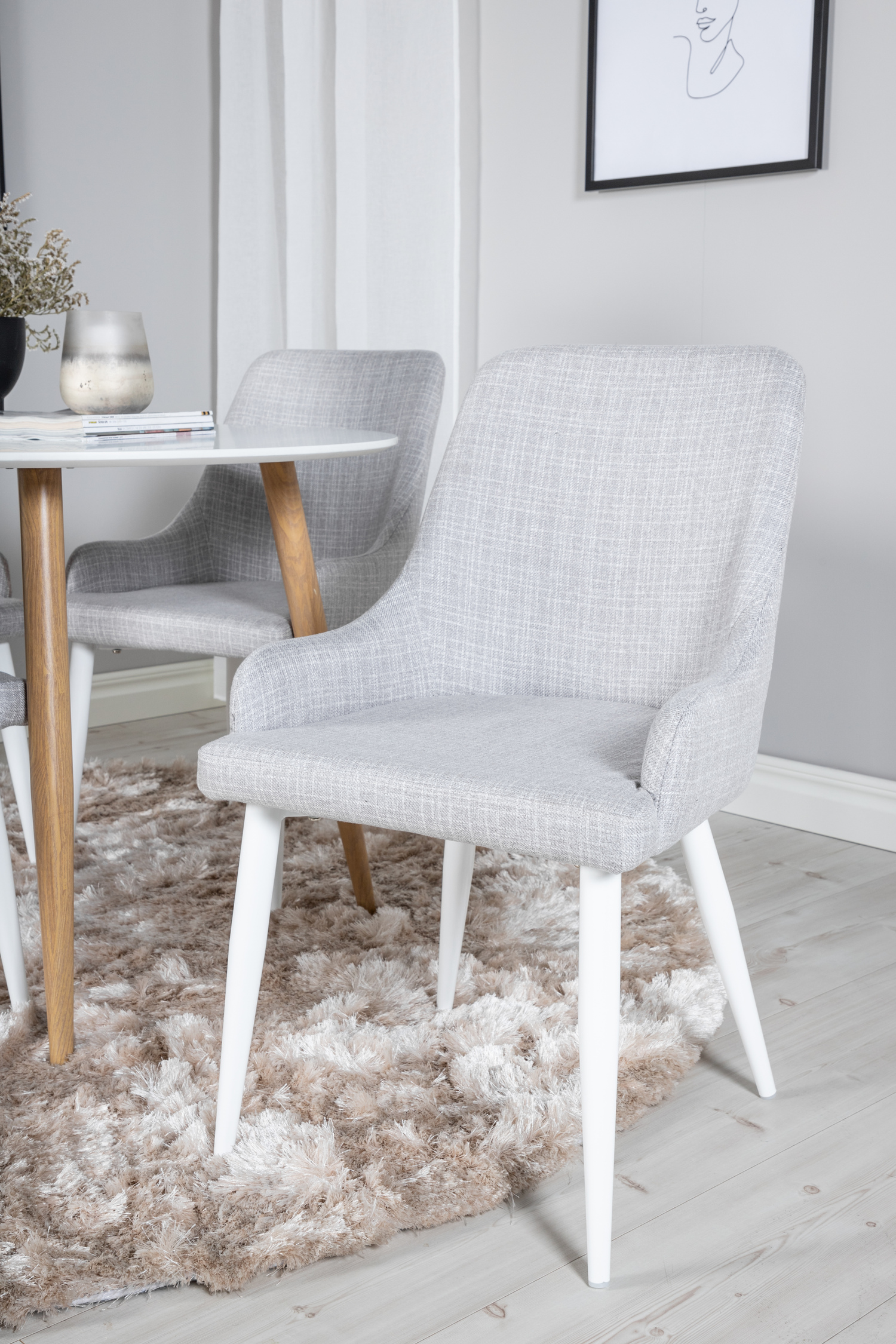 Conjunto de comedor Dallas 299 (Gris claro + Blanco)