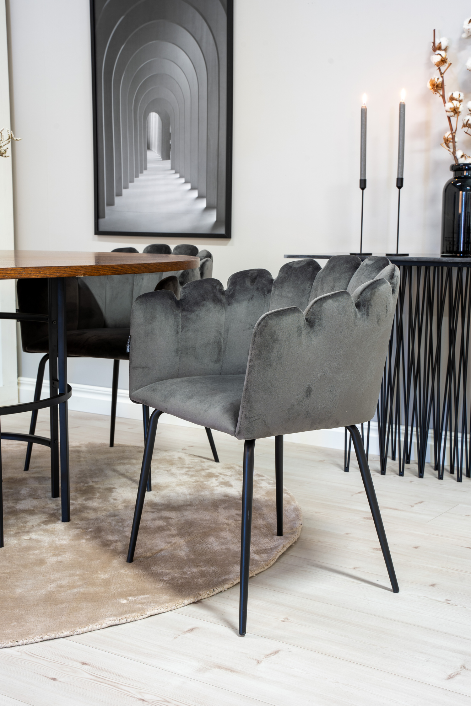 Conjunto de mesas y sillas para comedor Dallas 310 (Gris + Negro)