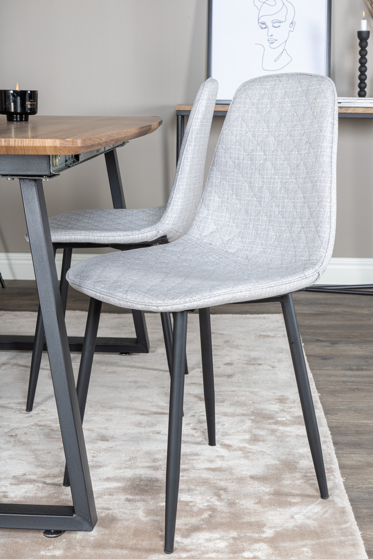 Conjunto de mesas y sillas para comedor Dallas 336 (Gris claro + Negro)