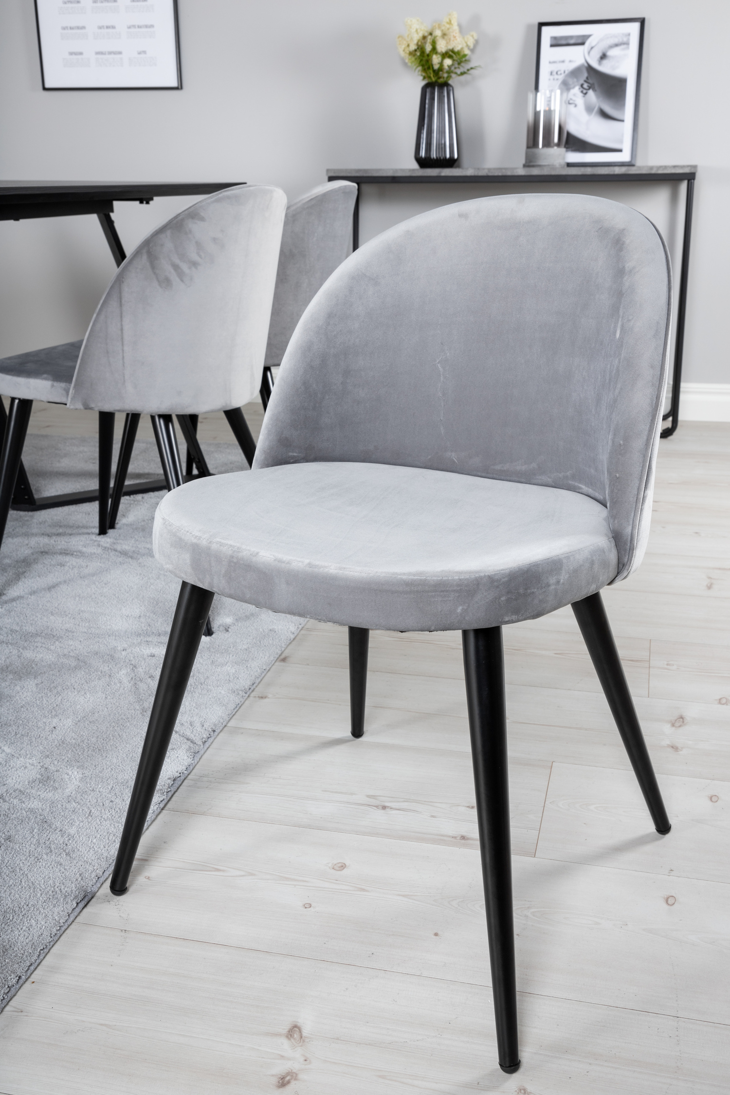 Conjunto de mesas y sillas para comedor Dallas 360 (Gris + Negro)