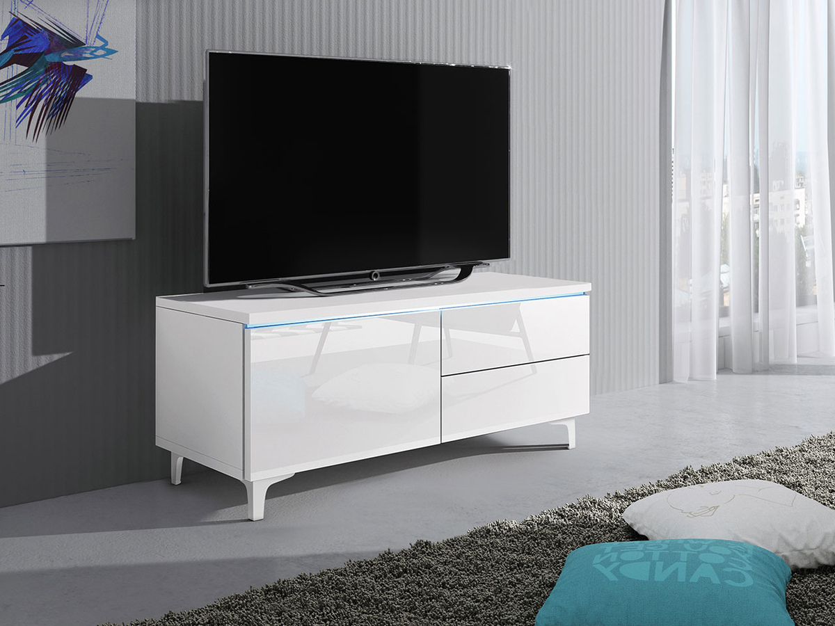 Mueble TV Uva III (Blanco + Blanco brillante)