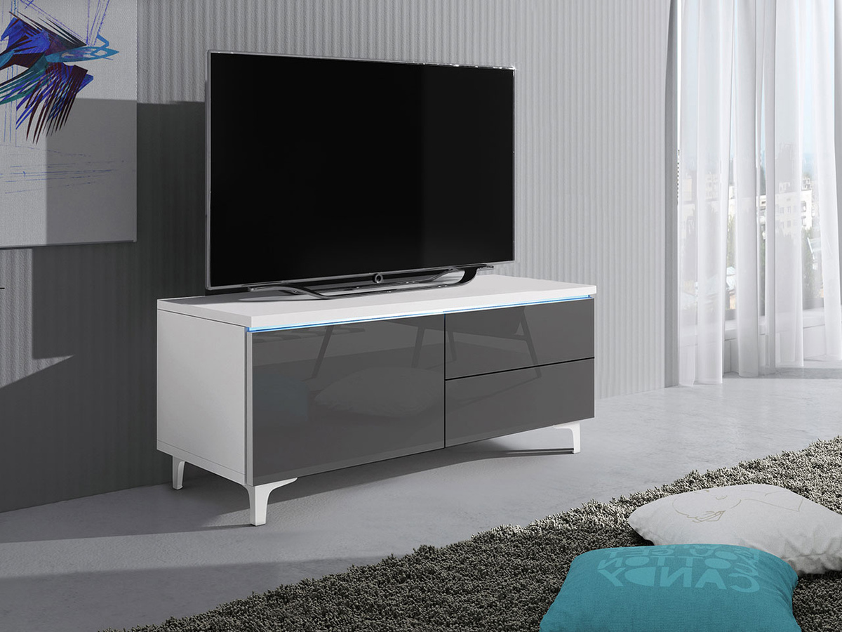 Mueble TV Uva III (Blanco + Gris brillante)