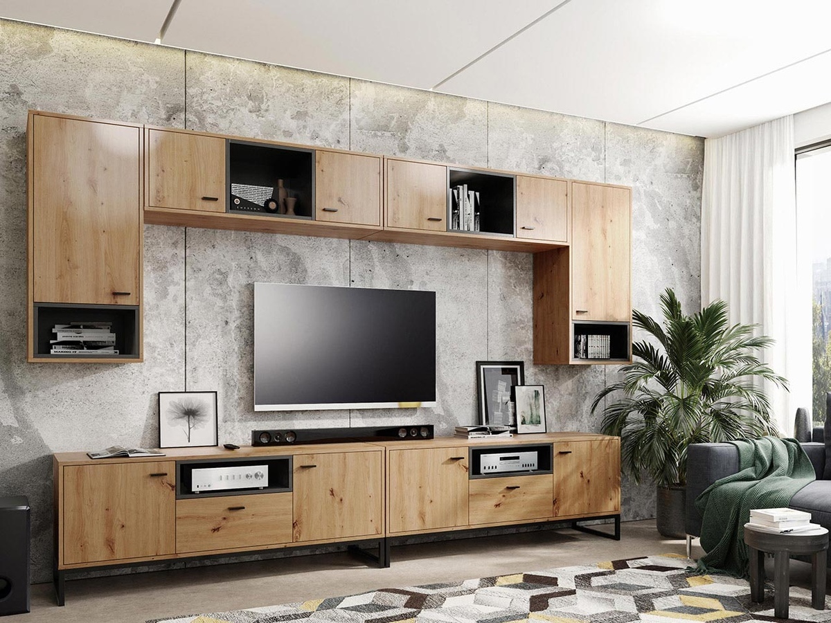 Conjunto de salón Baltesi 113 (Roble Artisan + Negro)