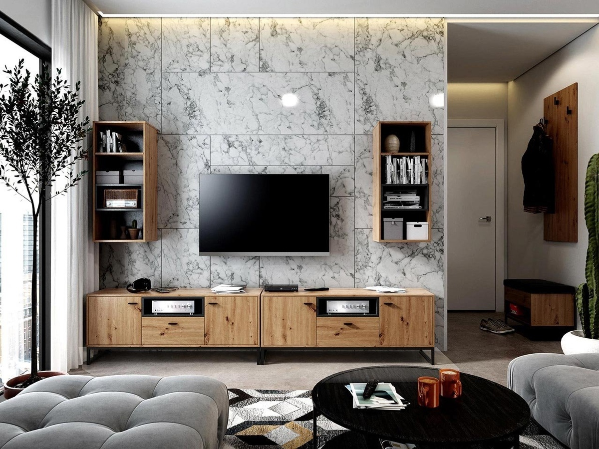 Conjunto de salón Baltesi 115 (Roble Artisan + Negro)