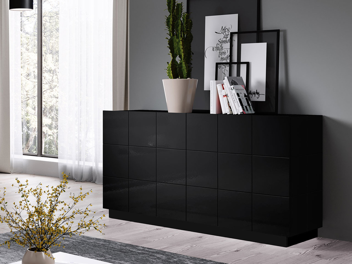 Aparador Charlotte 132 (Negro brillante)