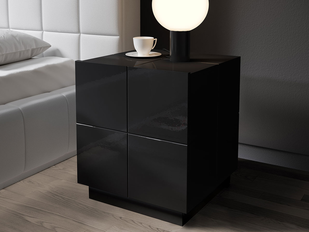 Conjunto de mesitas de noche Charlotte 134 (Negro brillante)