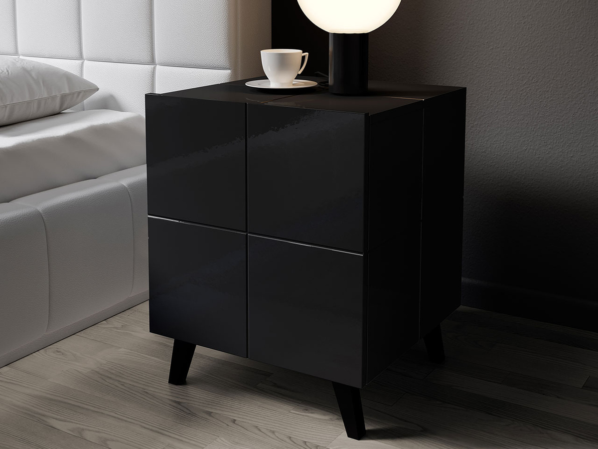 Conjunto de mesitas de noche Charlotte 134 (Negro brillante)