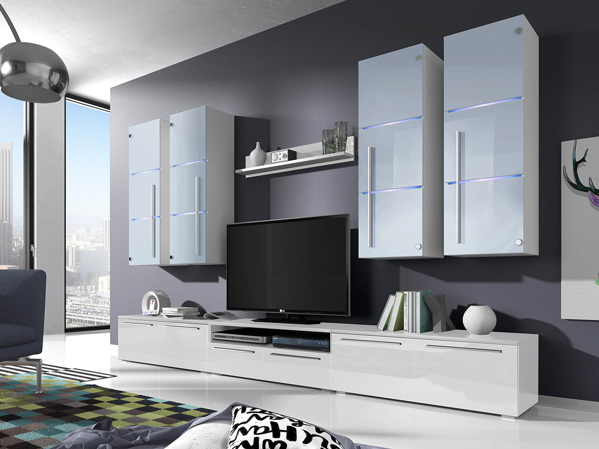 Conjunto de salón Flos (Blanco + Blanco brillante)