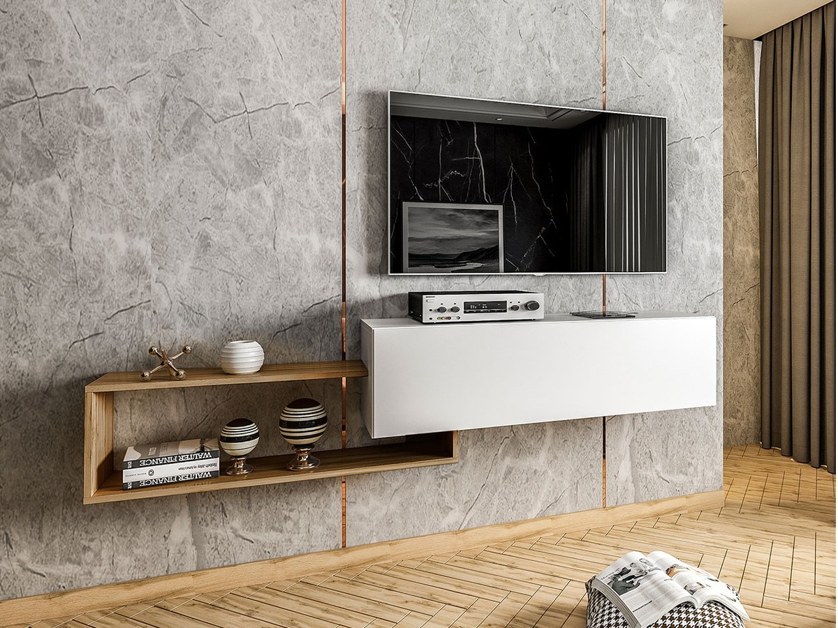 Mueble TV Utica 101 (Blanco + Roble wotan)