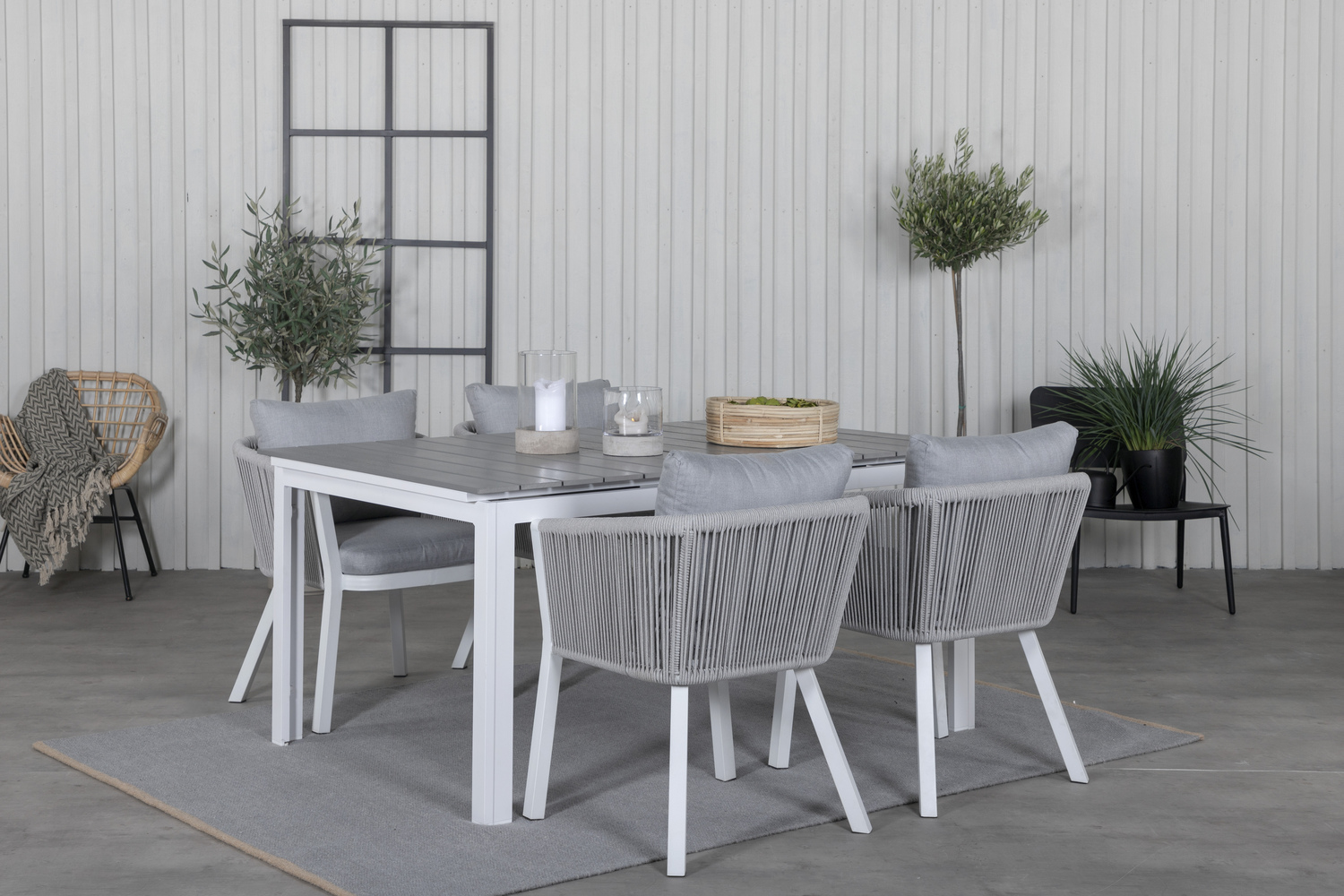 Mesa para exterior Dallas 665 (Gris + Blanco)