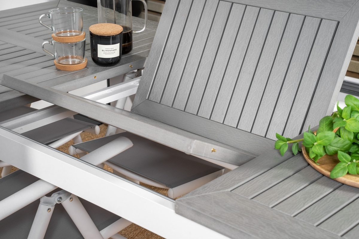 Mesa para exterior Dallas 1158 (Gris + Blanco)