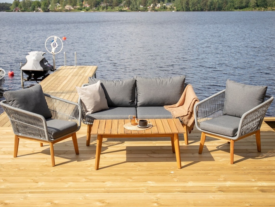 Conjunto de muebles de exterior Dallas 661 (Gris + Acacia)