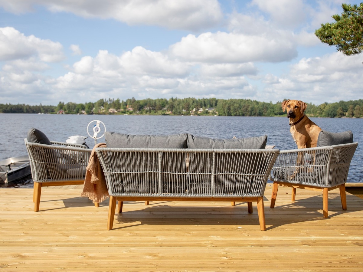 Conjunto de muebles de exterior Dallas 661 (Gris + Acacia)