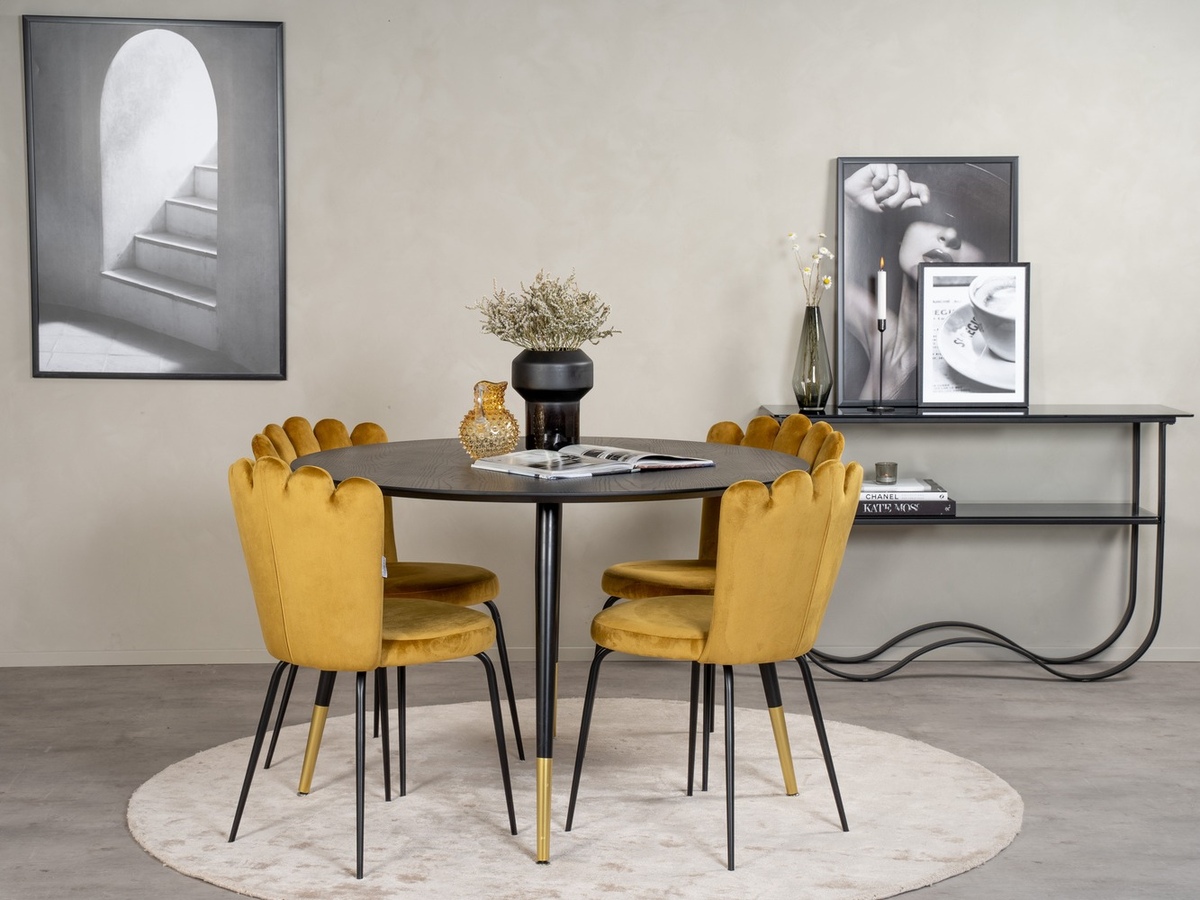 Conjunto de mesas y sillas para comedor Dallas 1177 (Amarillo + Negro)