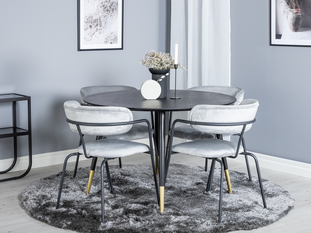 Conjunto de mesas y sillas para comedor Dallas 1180 (Gris + Negro)