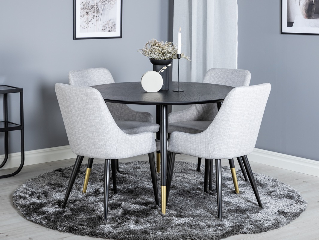 Conjunto de mesas y sillas para comedor Dallas 1181 (Gris + Negro)