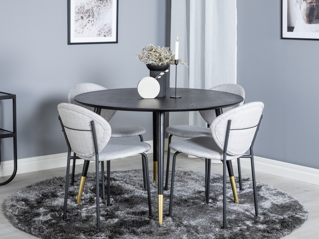 Conjunto de mesas y sillas para comedor Dallas 1186 (Gris + Negro)