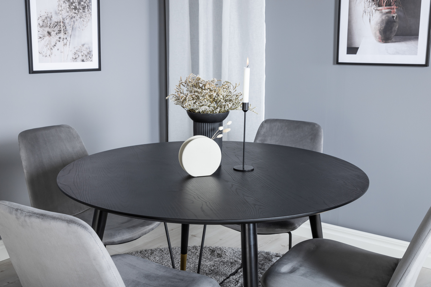 Conjunto de mesas y sillas para comedor Dallas 1189 (Gris + Negro)