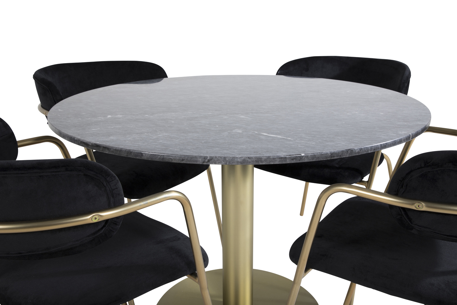 Conjunto de mesas y sillas para comedor Dallas 1208 (Negro + Dorado)