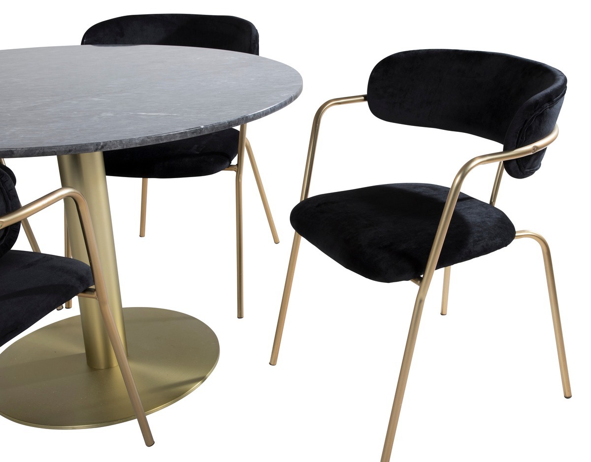 Conjunto de mesas y sillas para comedor Dallas 1208 (Negro + Dorado)