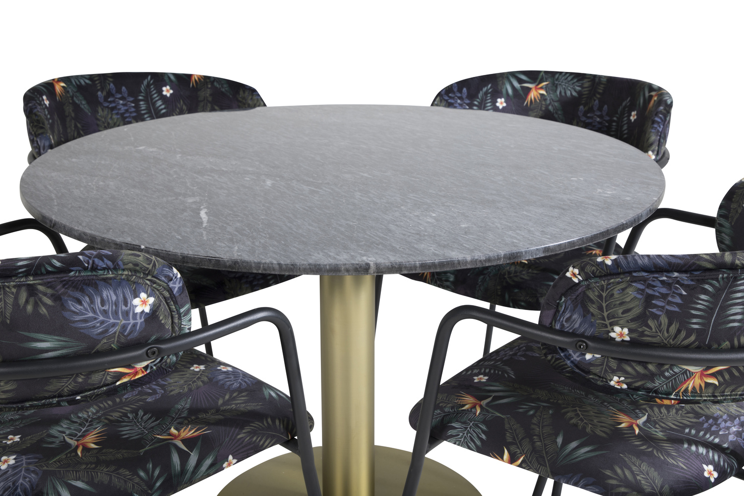 Conjunto de mesas y sillas para comedor Dallas 1208 (Patrón floral + Negro)