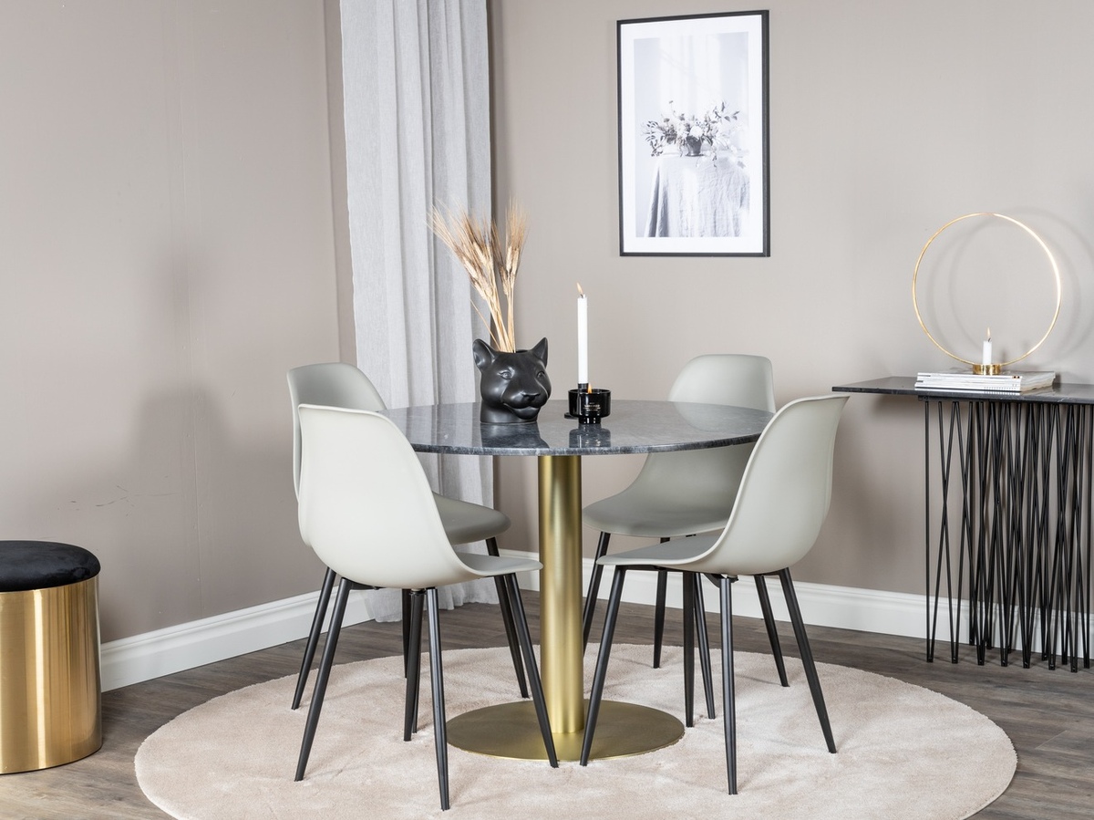 Conjunto de comedor Dallas 1214 (Gris + Negro)