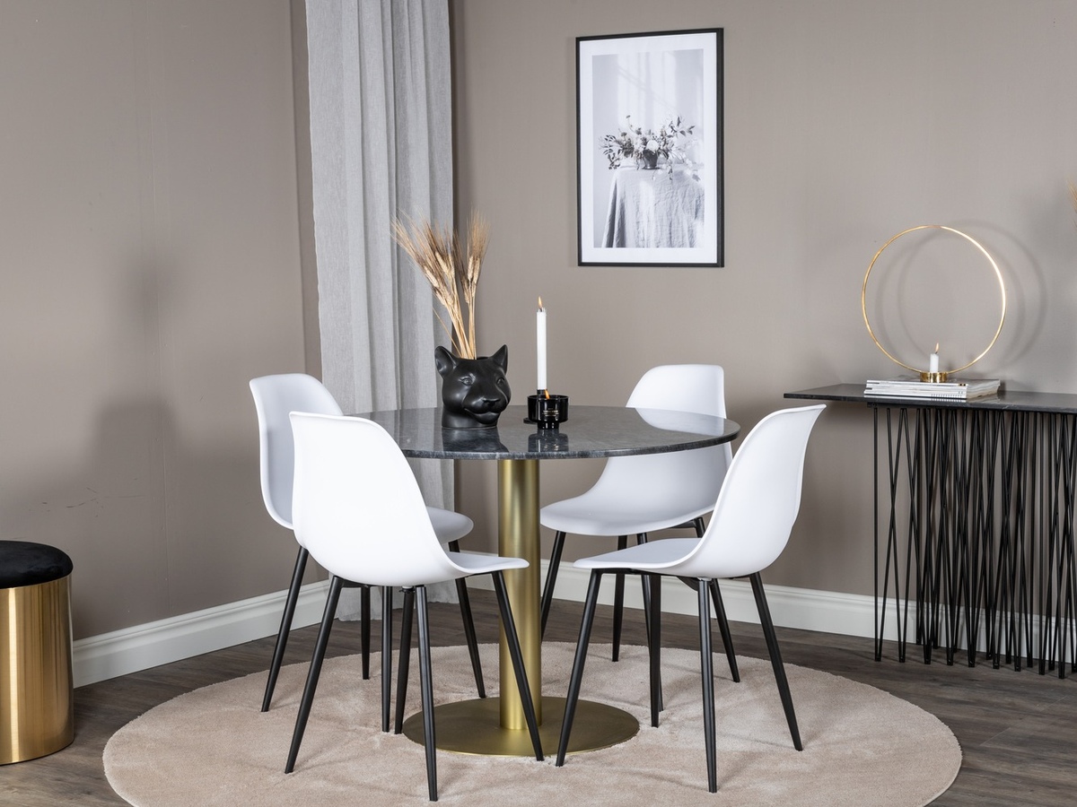 Conjunto de mesas y sillas para comedor Dallas 1214 (Blanco + Negro)