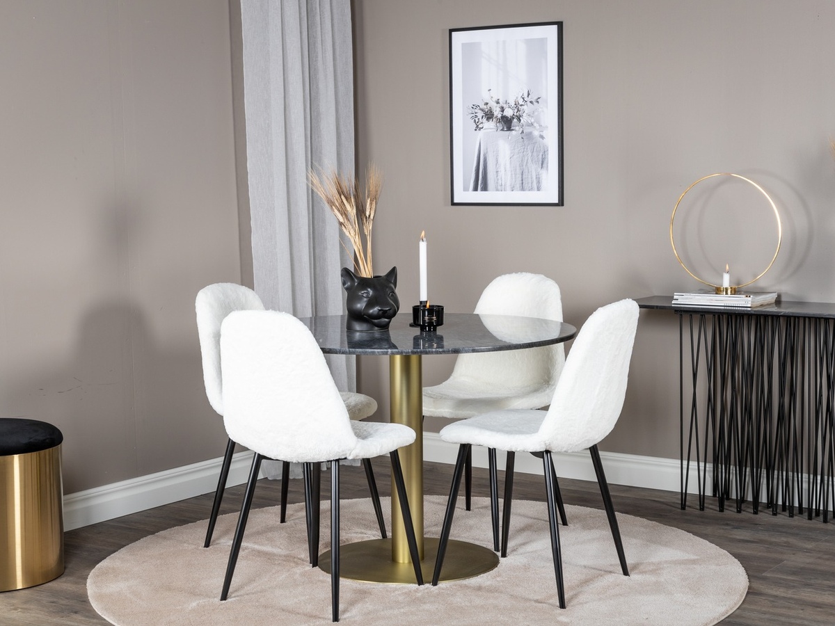 Conjunto de mesas y sillas para comedor Dallas 1215 (Blanco + Negro)