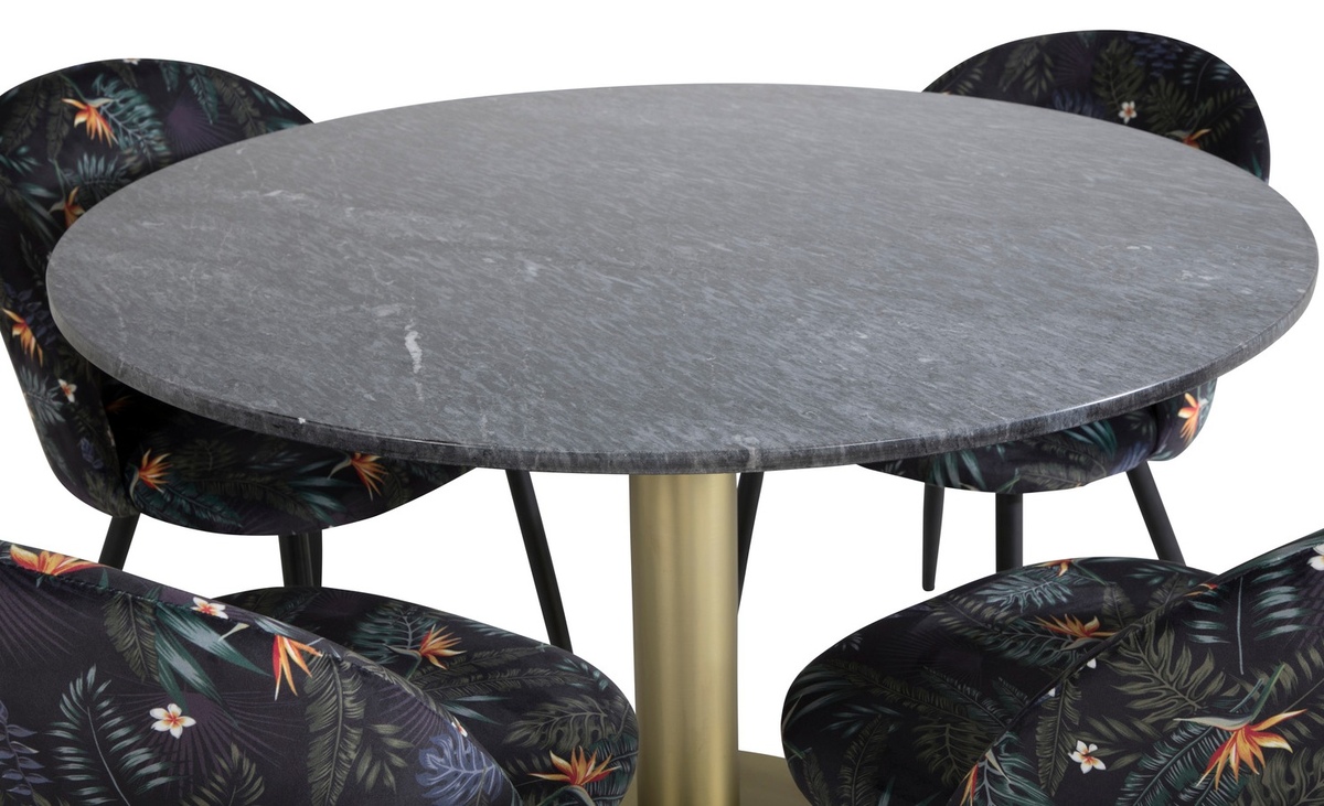 Conjunto de mesas y sillas para comedor Dallas 1219 (Patrón floral + Negro)