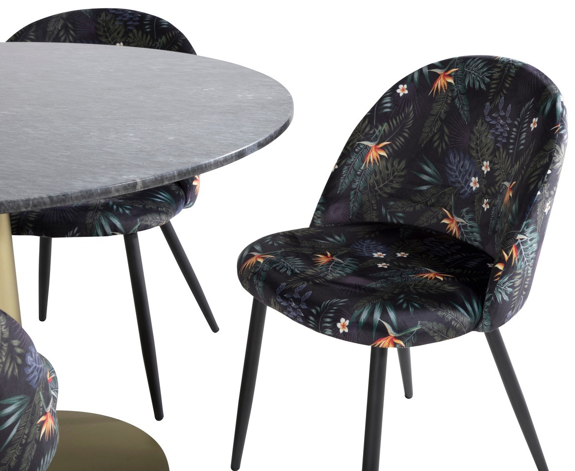 Conjunto de mesas y sillas para comedor Dallas 1219 (Patrón floral + Negro)