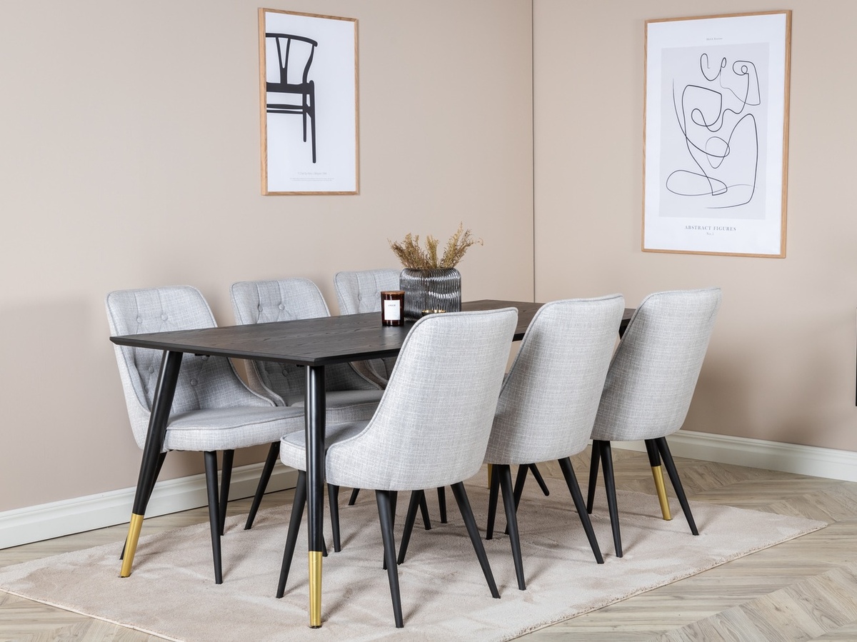 Conjunto de mesas y sillas para comedor Dallas 1256 (Gris + Negro)