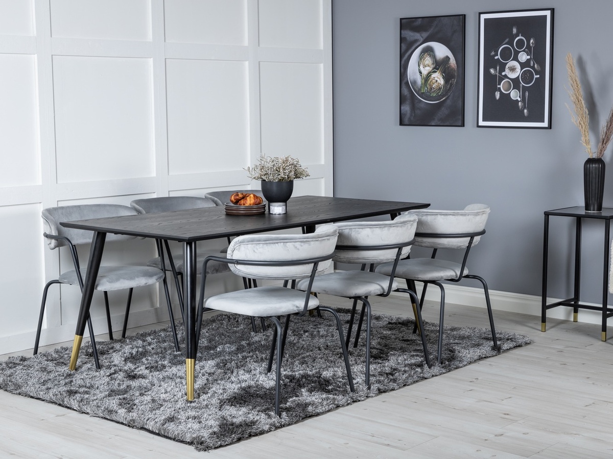 Conjunto de mesas y sillas para comedor Dallas 1258 (Gris + Negro)