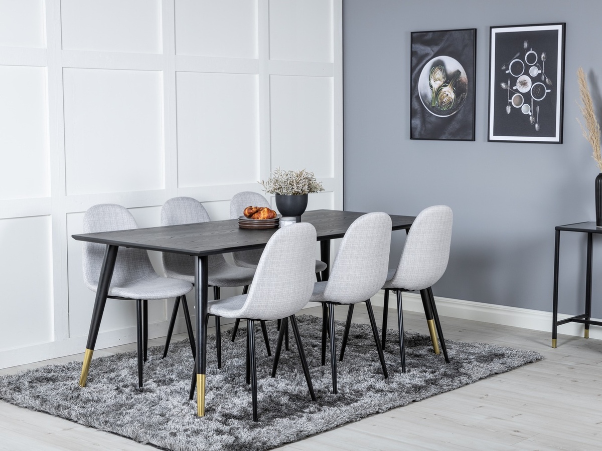 Conjunto de mesas y sillas para comedor Dallas 2577 (Negro + Latón)