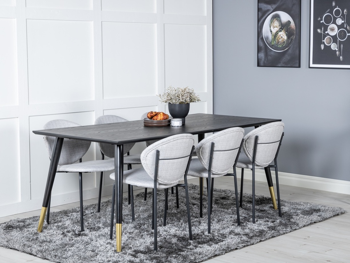 Conjunto de comedor Dallas 1260 (Gris + Negro)