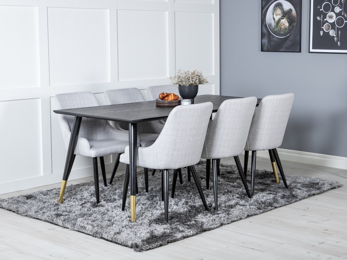 Conjunto de mesas y sillas para comedor Dallas 2599 (Negro + Latón)