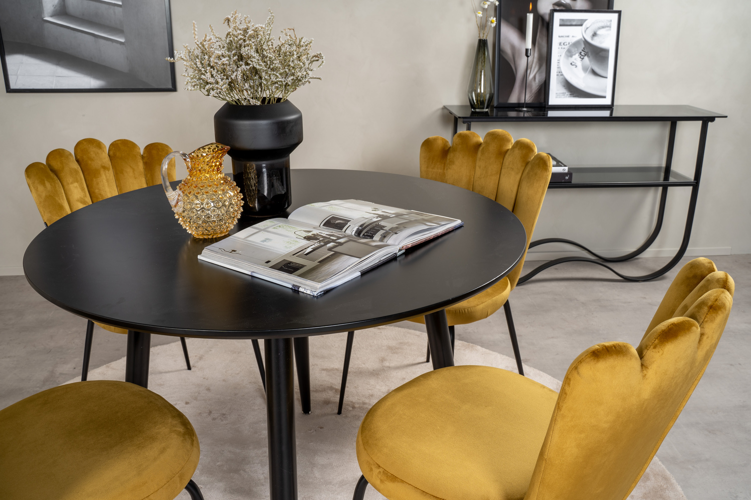 Conjunto de mesas y sillas para comedor Dallas 1264 (Amarillo + Negro)