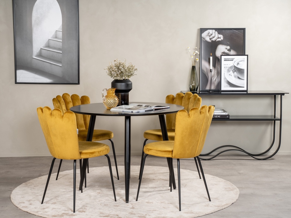 Conjunto de mesas y sillas para comedor Dallas 1264 (Amarillo + Negro)