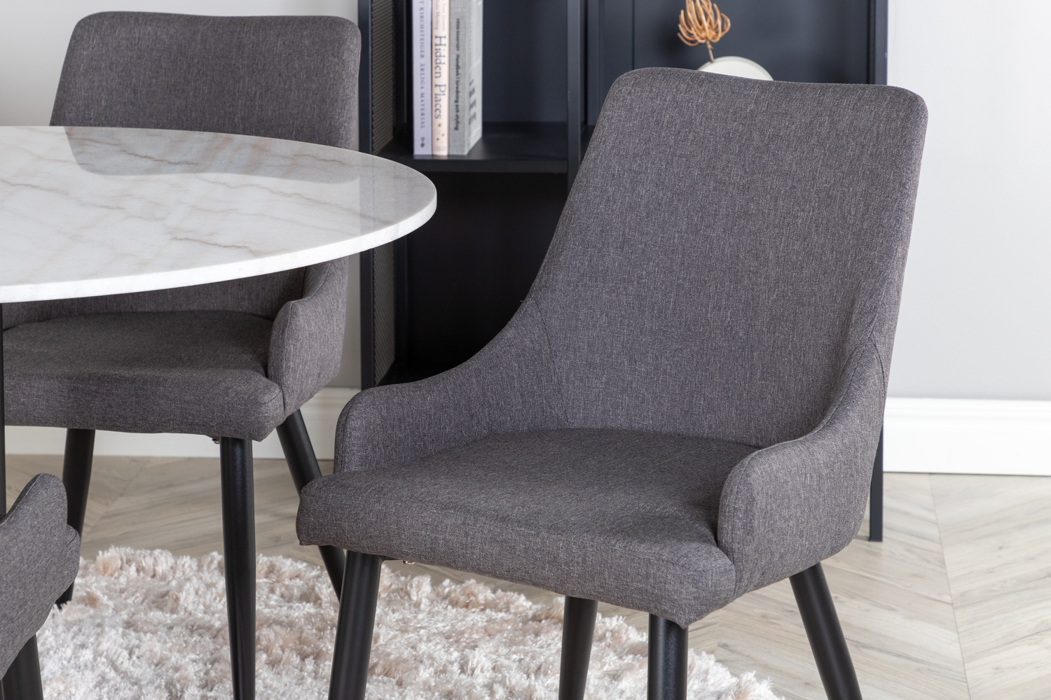 Conjunto de comedor Dallas 1300 (Gris oscuro + Negro)