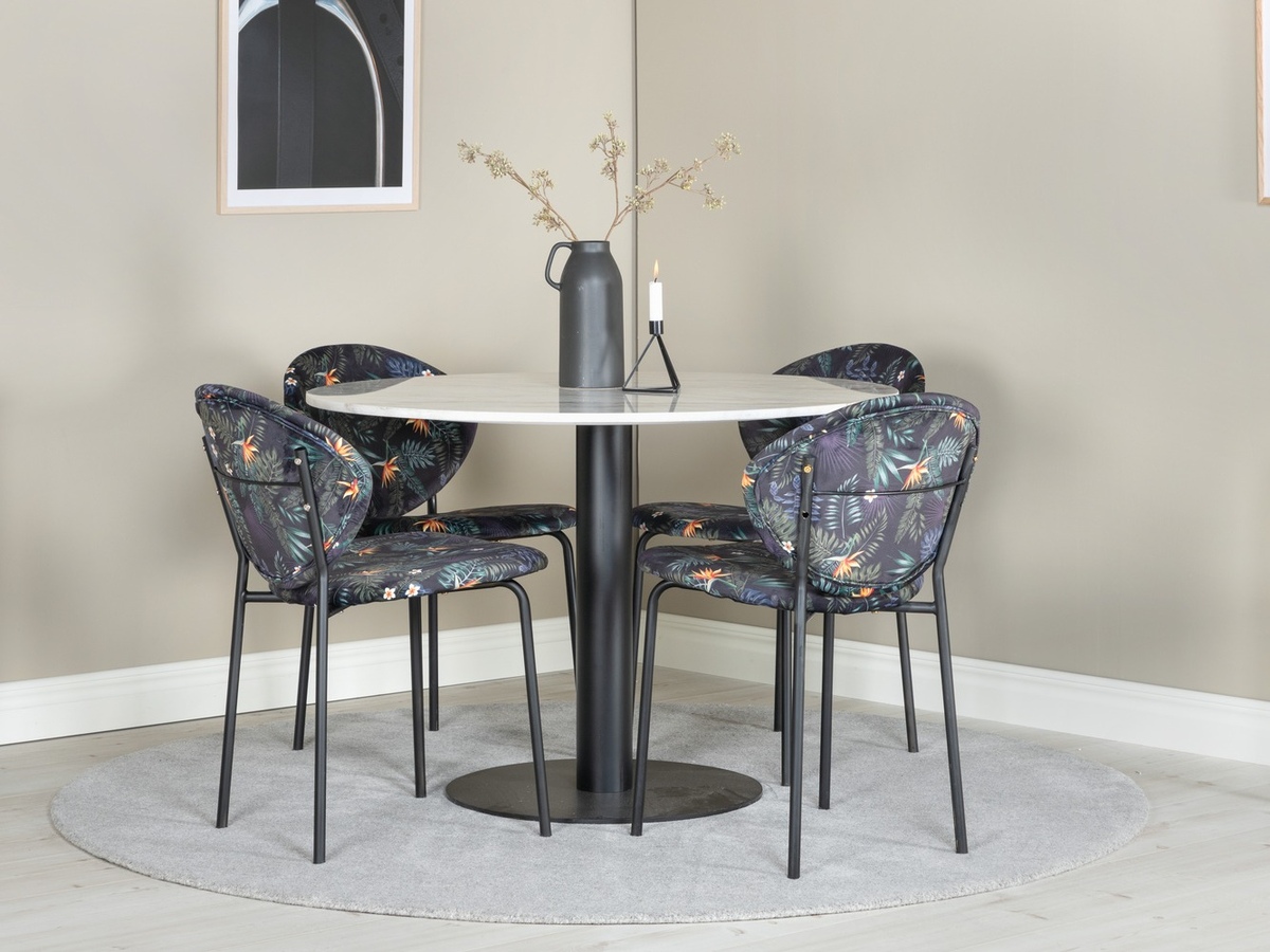 Conjunto de mesas y sillas para comedor Dallas 1298 (Patrón floral + Negro)