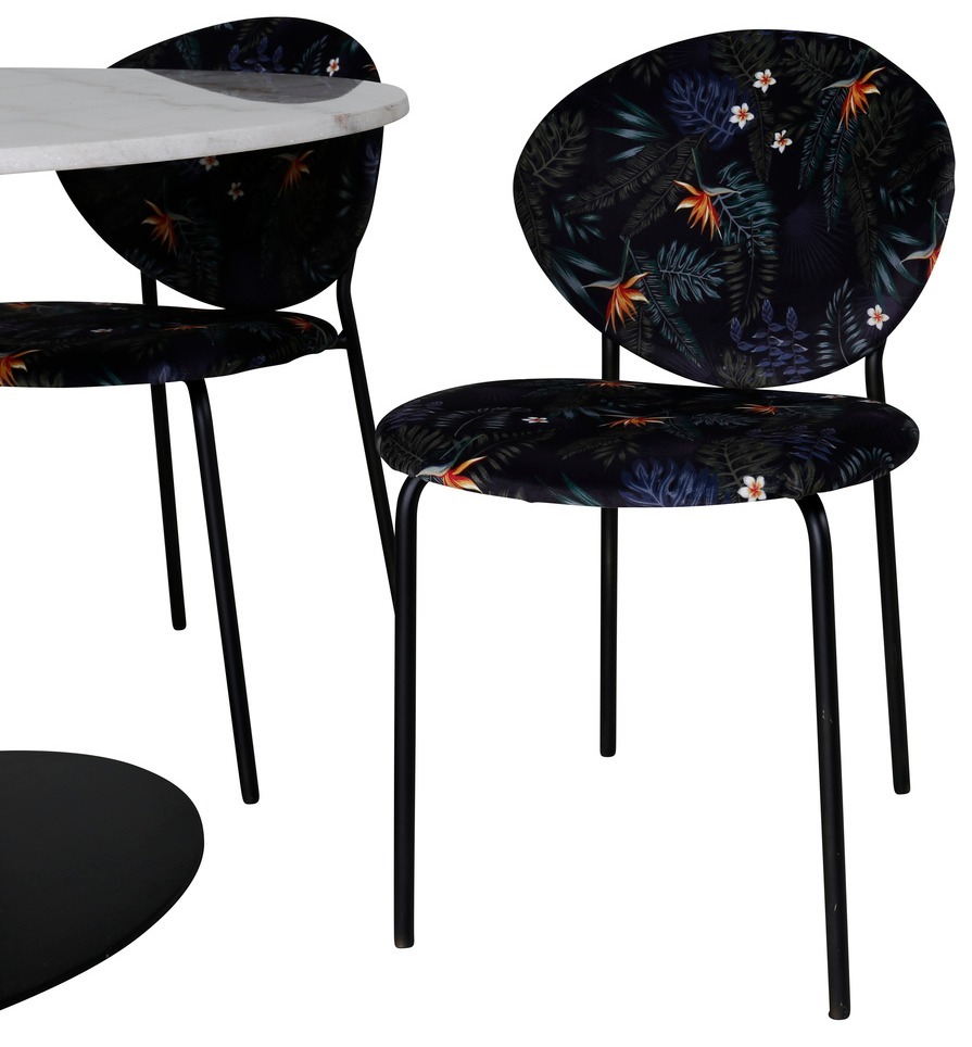 Conjunto de mesas y sillas para comedor Dallas 1298 (Patrón floral + Negro)