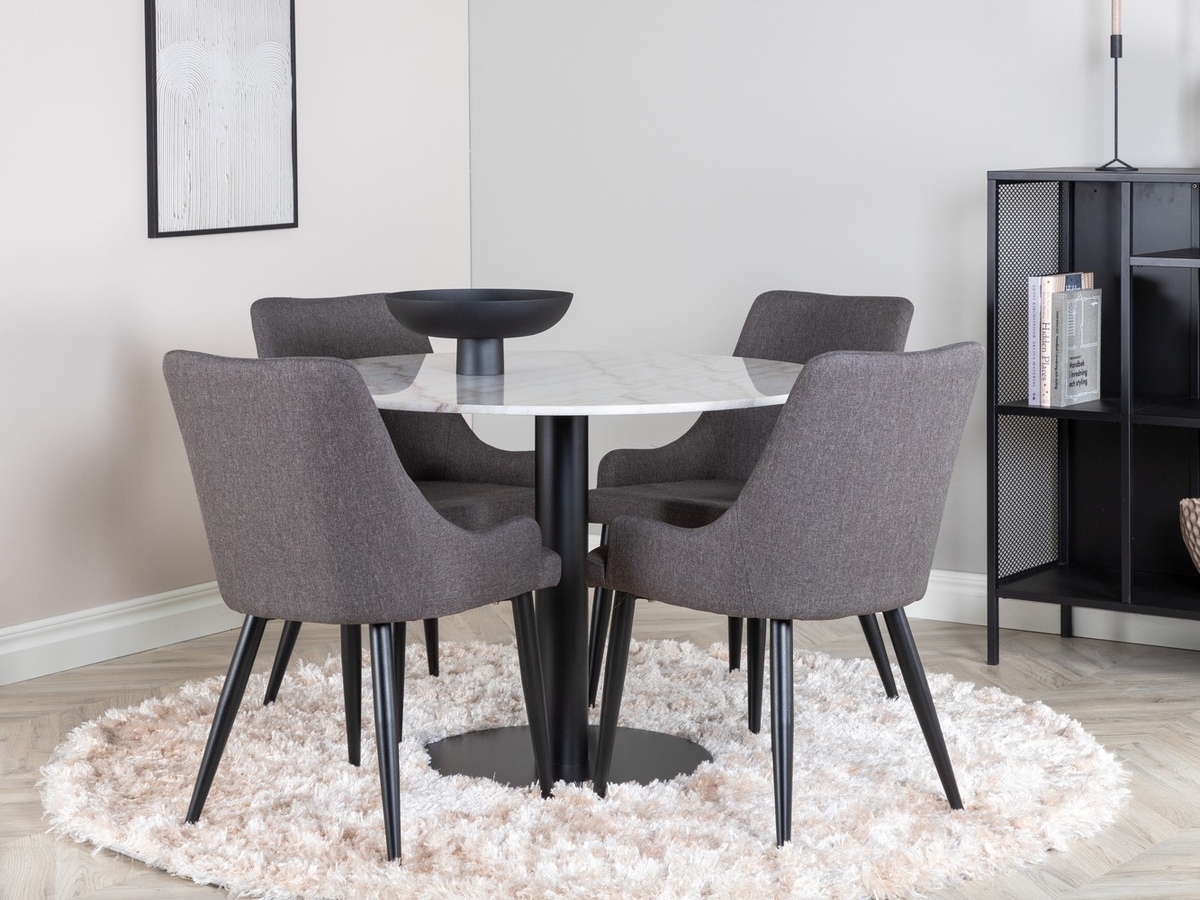 Conjunto de comedor Dallas 1300 (Gris oscuro + Negro)