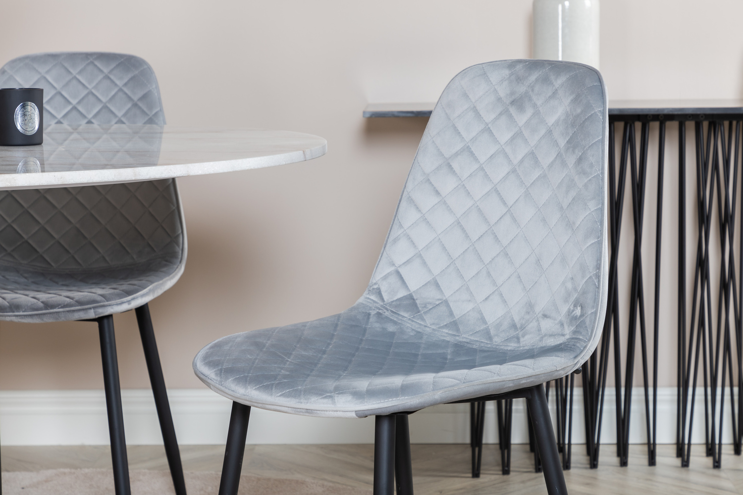 Conjunto de comedor Dallas 1302 (Gris + Negro)