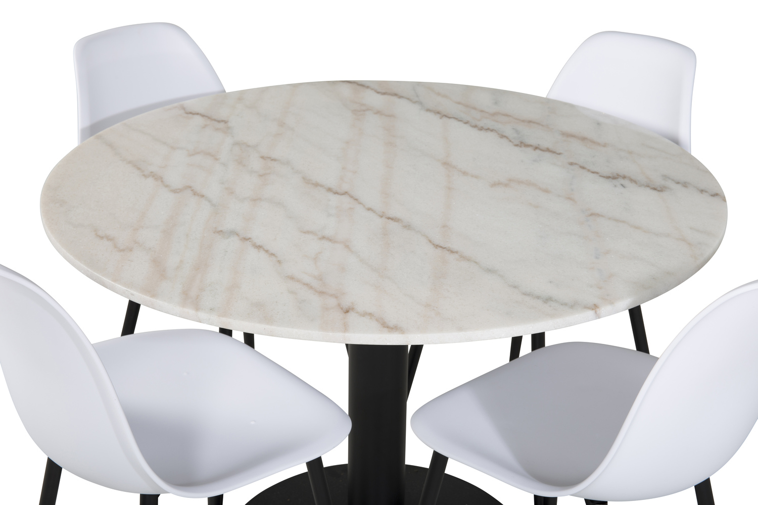 Conjunto de mesas y sillas para comedor Dallas 1304 (Blanco + Negro)