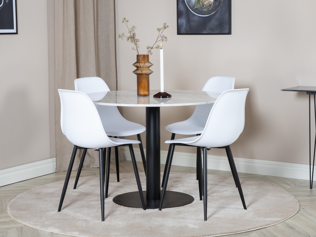 Conjunto de mesas y sillas para comedor Dallas 1304 (Blanco + Negro)