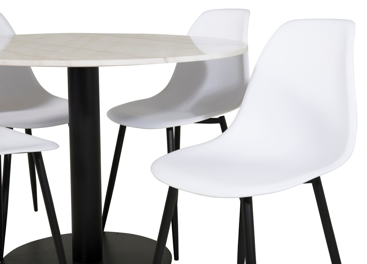 Conjunto de mesas y sillas para comedor Dallas 1304 (Blanco + Negro)