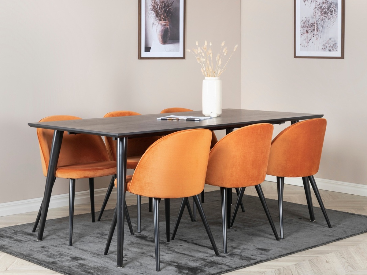 Conjunto de mesas y sillas para comedor Dallas 1335 (Naranja + Negro)