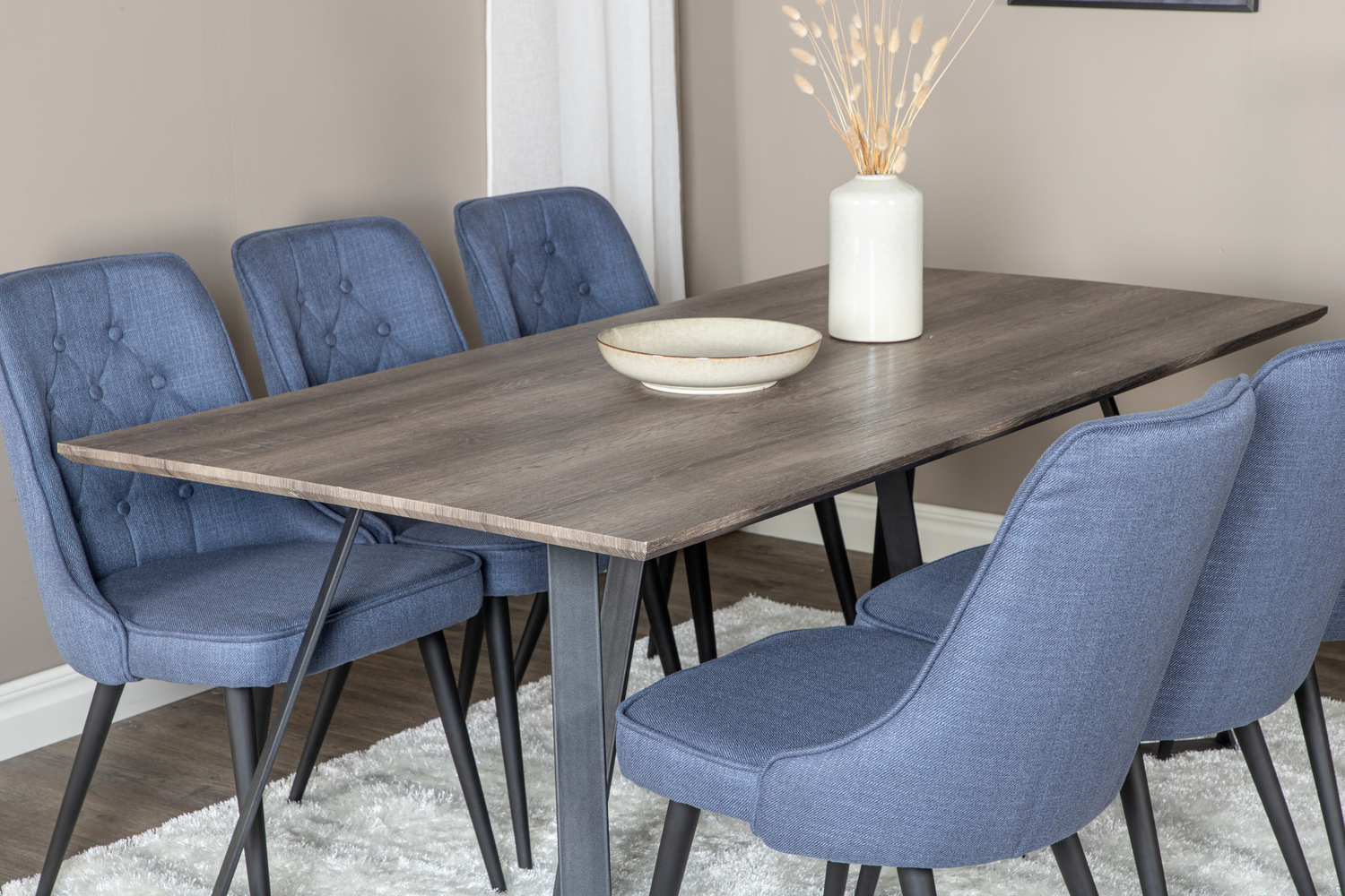 Conjunto de comedor Dallas 1347 (Azul + Negro)